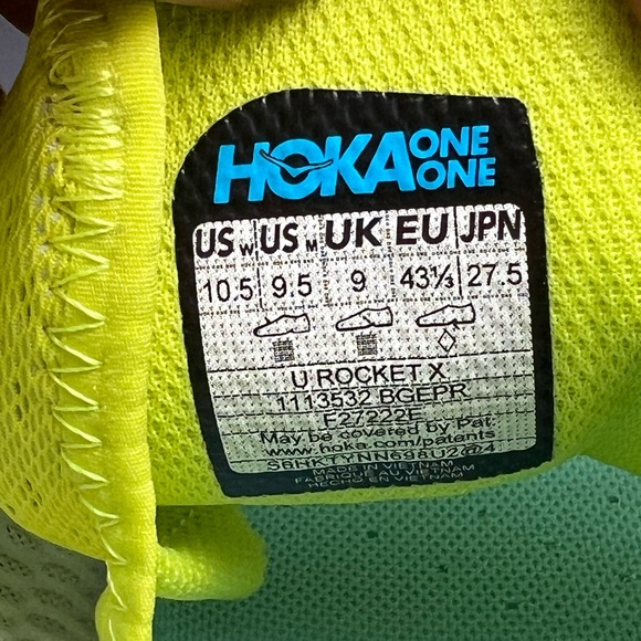 HOKA One One Rocket X Unisex Running Shoes Yellow/Blue 1113532 BGEPR NEW - Picture 11 of 11